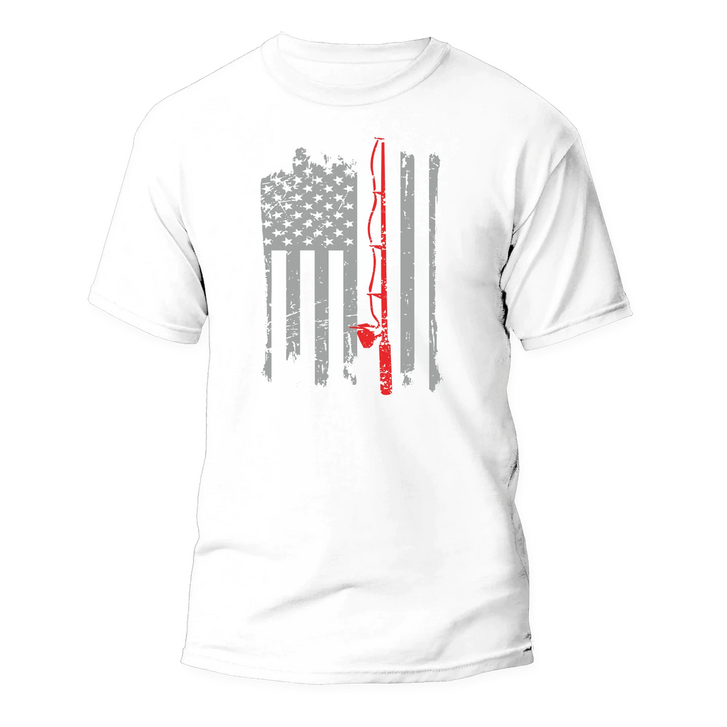 Fishing Rod American Flag Unisex T-Shirt